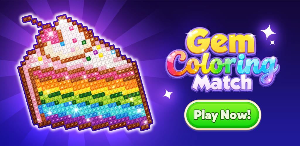 Gem Coloring Match rainbow cake artwork
