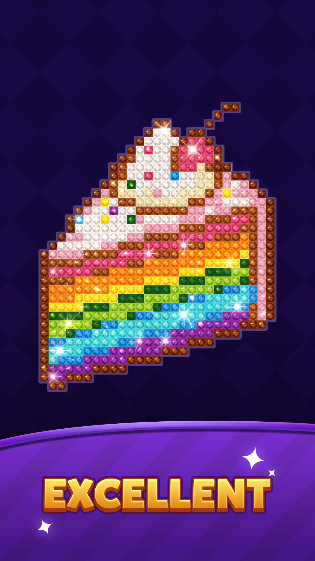 Gem Coloring Match completed rainbow cake artwork